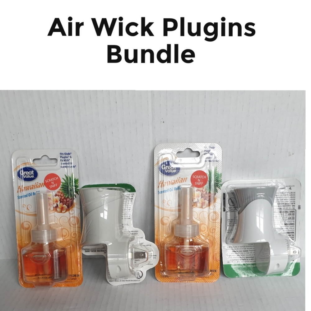 Air Wick Warmer Bundle with 2 Plugins and 2 ½ Great Value Hawaiian Scent Refill